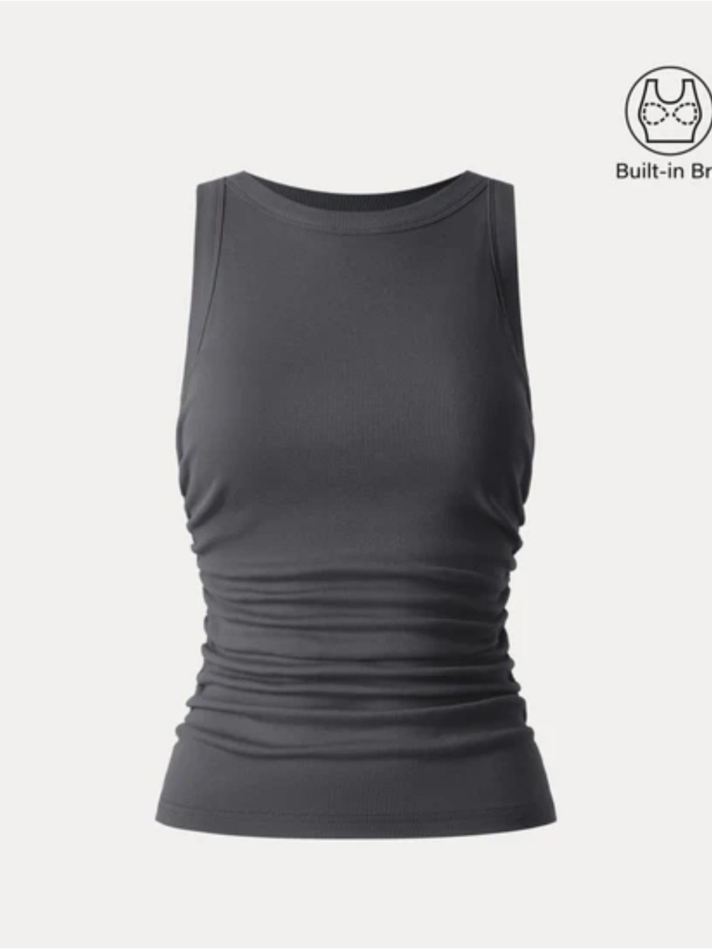 OGL Charcoal Gray Ribbed Built-In Bra Tank